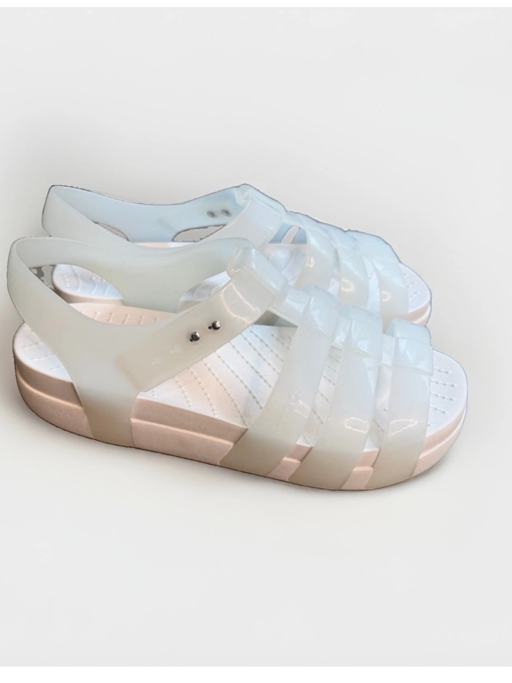 Crocs Splash Glossy Fisherman Women's Sandals Shoes Size 7 White Platform S6